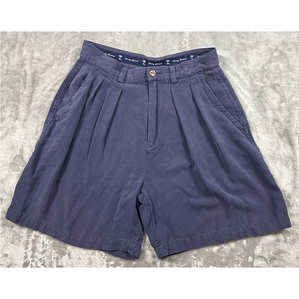 Vintage Tommy Bahama 100% Silk Pleated High Waisted Shorts Women's 6 Y2K Preppy
